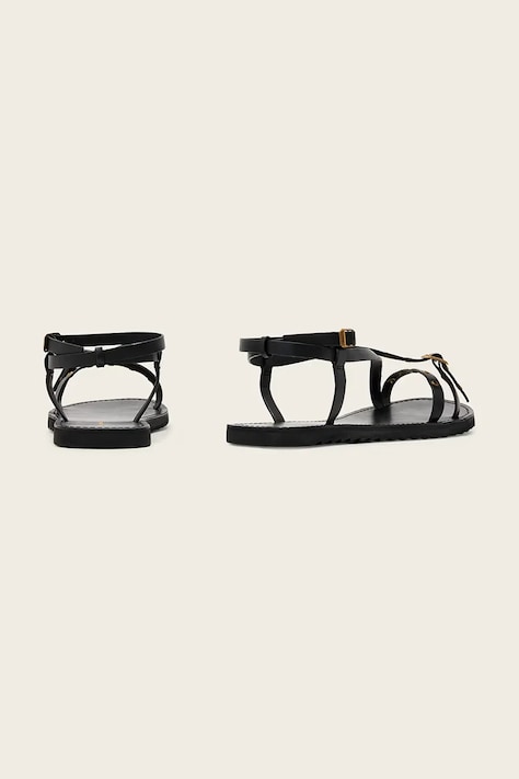 AllSaints sandale cu călcâiul deschis pentru femei, din piele Tyla Eyelet Sandal negre W120FE