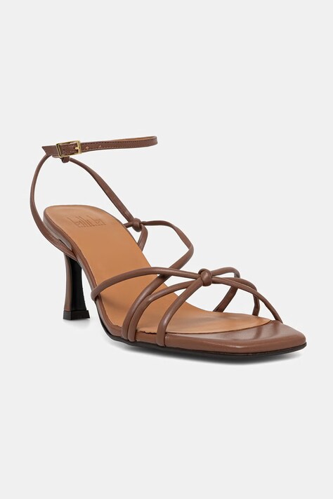 Billi Bi sandały na wysokim obcasie skórzane brązowe A8171 076