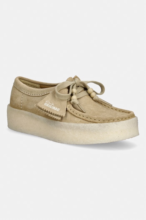 Clarks Originals Wallabee Cup mokasyny damskie zamszowe zielone 26185689
