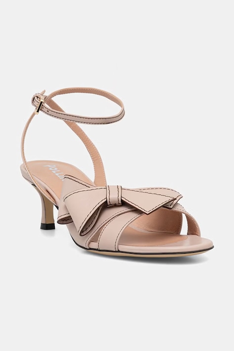 Pollini sandały na szpilce skórzane beżowe SA16195M0OTQ0609