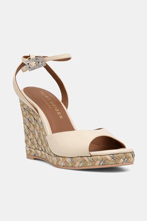 Kurt Geiger London sandały na koturnie Espadrille Wedge-Bone beżowe 5601041309