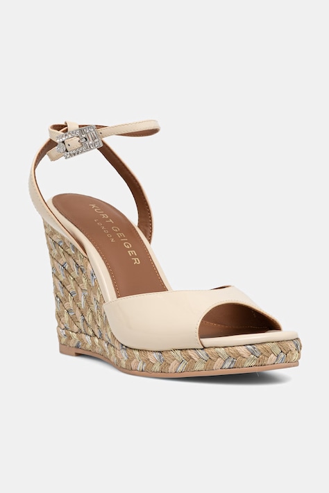 Kurt Geiger London sandały na koturnie Espadrille Wedge-Bone beżowe 5601041309