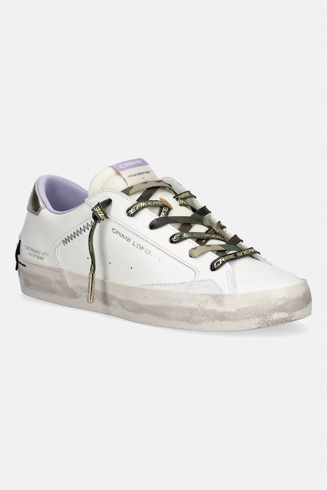 Crime London DISTRESSED sneakersy damskie skórzane białe 29002PP8
