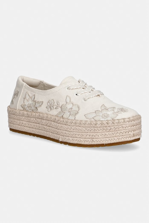 Toms espadryle na platformie damskie VALENCIA LACE UP beżowe 10023325