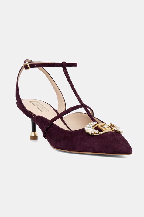 Liu Jo szpilki nubukowe DEVA 01 bordowe SF5009P0021S1228