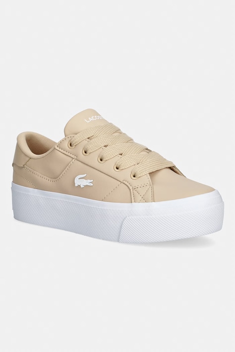 Lacoste Ziane Platform Sneakers sneakersy damskie skórzane beżowe na platformie 50CFA0035 7F8