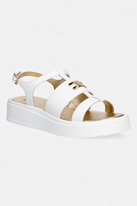 Elisabetta Franchi sandały skórzane dziecięce kolor biały F4A2-E0592