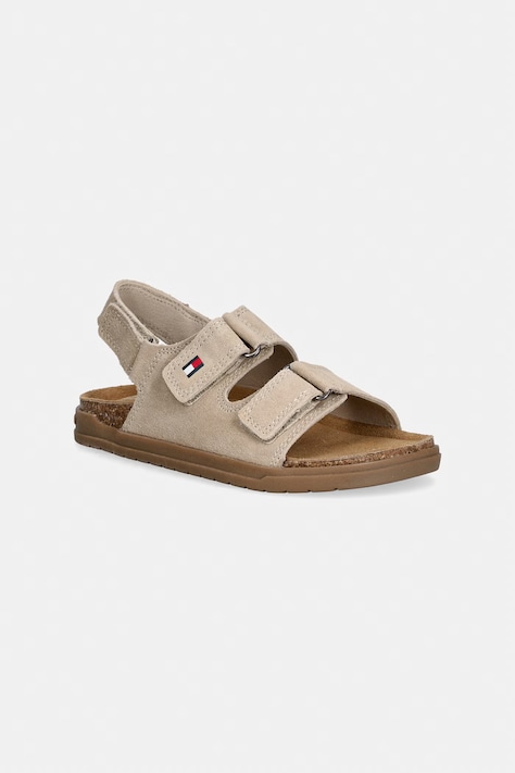 Dětské semišové sandály Tommy Hilfiger béžová barva, T3X2-34394