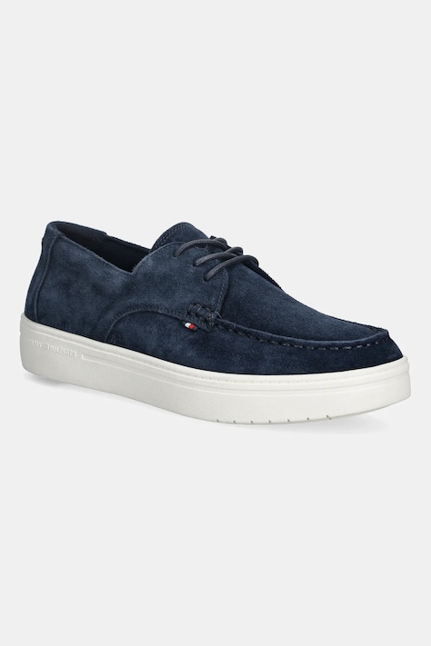 Tommy Hilfiger mokasyny skórzane SUEDE STITCH TOE HYBRID męskie kolor granatowy FM0FM05707