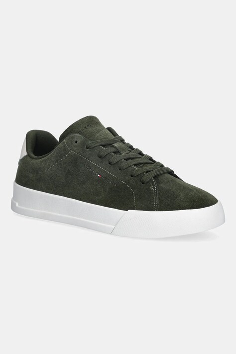 Tommy Hilfiger sneakersy zamszowe TH COURT CORE SUEDE męskie kolor zielony FM0FM05716