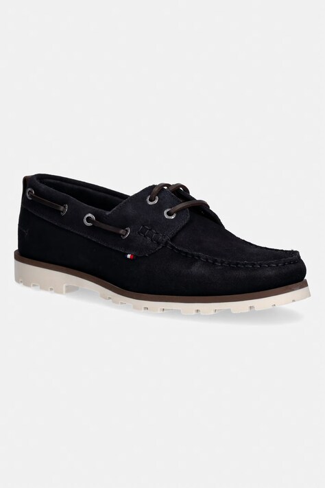 Tommy Hilfiger mokasyny męskie zamszowe HILIFGER LIGHT SDE BOAT SHOE granatowe FM0FM05747