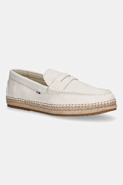 Tommy Hilfiger espadryle męskie zamszowe FLEXIBLE HILFIGER SDE ESPADRILLE beżowe FM0FM05794
