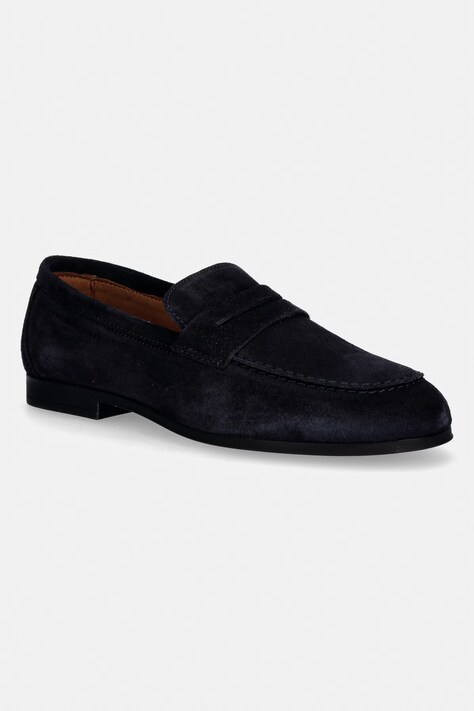Tommy Hilfiger loafersy damskie zamszowe FLEXIBLE SLIM SUEDE LOAFER granatowe FM0FM05745