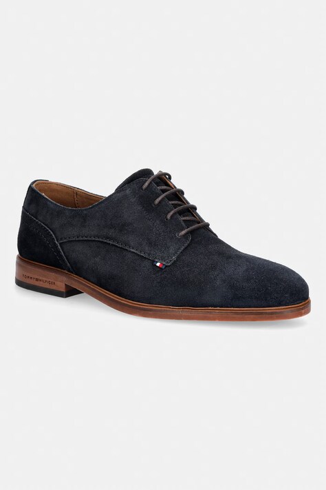 Tommy Hilfiger półbuty męskie zamszowe HILFIGER SUEDE DRESS SHOE granatowe FM0FM05776