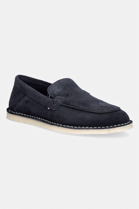 Tommy Hilfiger mokasíny pánské semišové HILFIGER STITCHDOWN SUEDE LOAFER námořnicky modré FM0FM05782