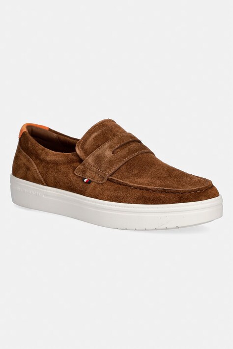 Tommy Hilfiger mokasyny męskie zamszowe MODERN LIGHT HYBRID SUEDE LOAFER brązowe FM0FM05786
