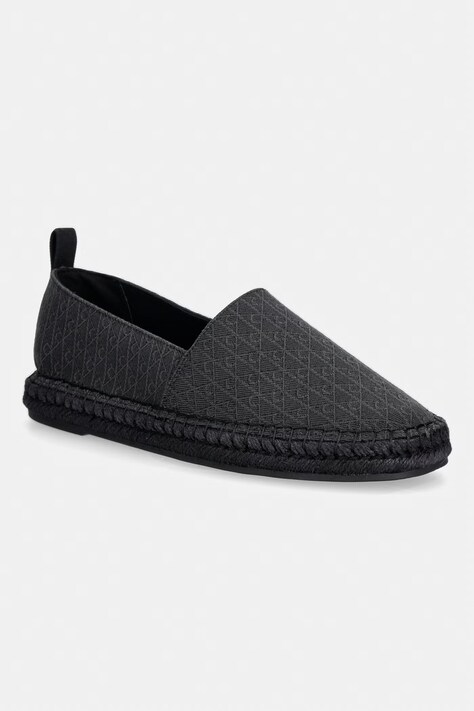 Calvin Klein mokasyny męskie ESPADRILLE AOP CV czarne na płaskim obcasie HM0HM02231