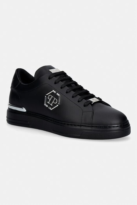 Philipp Plein sneakersy skórzane Leather Lo-Top Hexagon męskie kolor czarny USC0379.PLE075N.0202