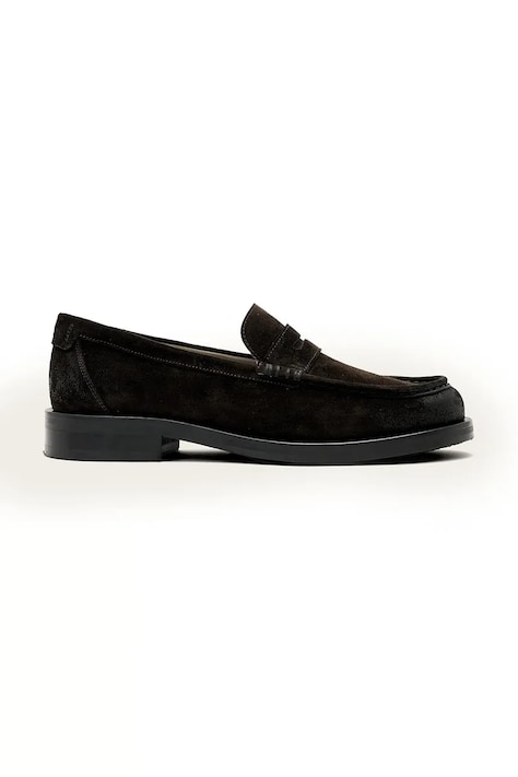 AllSaints mokasyny zamszowe Bloom Suede Loafer męskie kolor brązowy M022FC