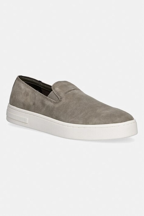 Armani Exchange mokasinke za muškarce od brušene kože zelene XM002633 AF16411 Z7016