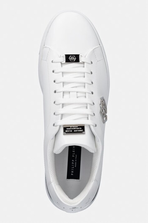 Philipp Plein sneakersy skórzane Leather Lo-Top Hexagon kolor biały USC0379.PLE075N.01