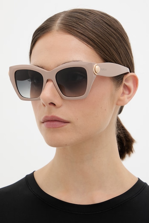 Furla okulary przeciwsłoneczne kocie oczy damskie beżowe WD00177 A.0116 2595S