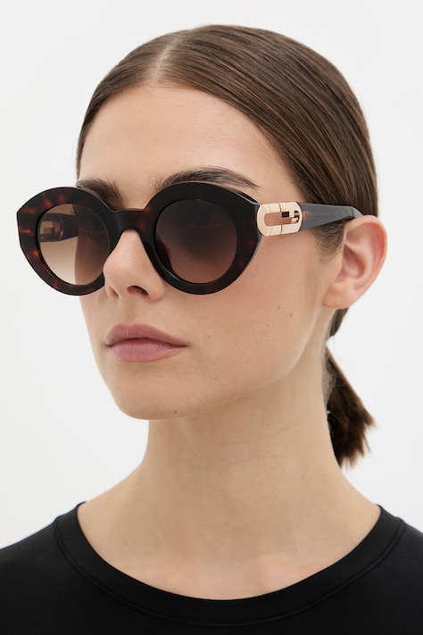 Furla okulary przeciwsłoneczne okrągłe damskie brązowe WD00157