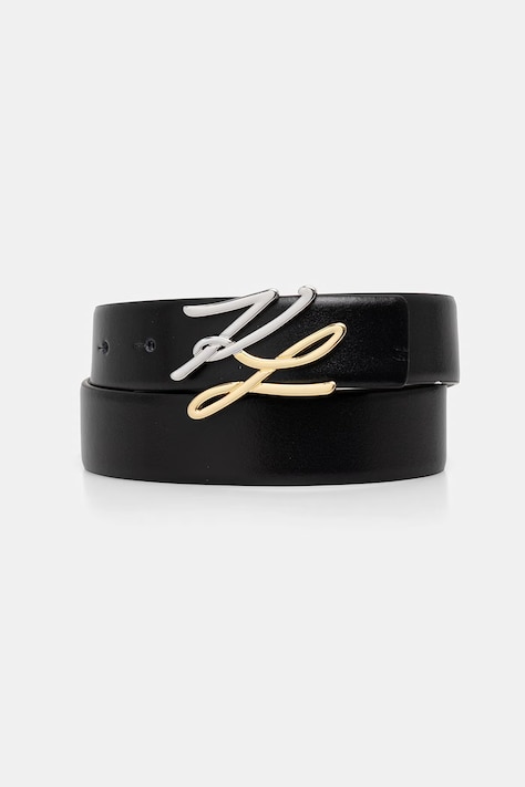Karl Lagerfeld pasek damski skórzany K/AUTOGRAPH czarny B1W33044