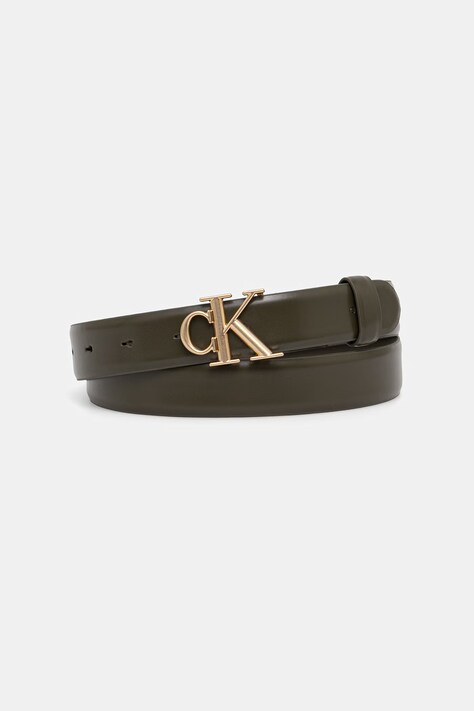 Calvin Klein pasek damski skórzany zielony LV04F7074G