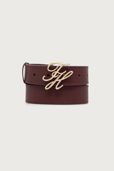 Tommy Hilfiger pasek damski skórzany bordowy AW0AW18568