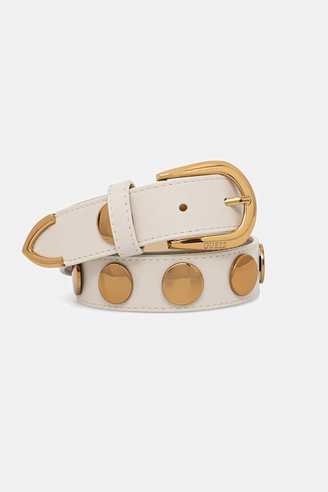 Δερμάτινη ζώνη Guess γυναικεία, χρώμα: μπεζ, BW9348 P6230