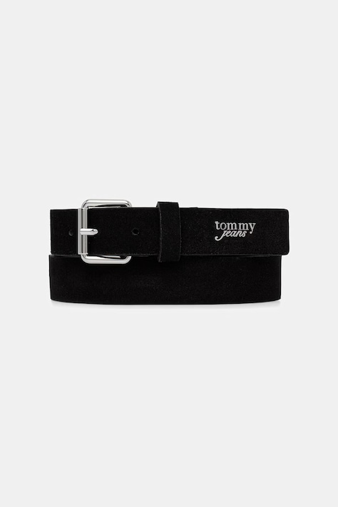 Tommy Jeans pasek damski zamszowy czarny AW0AW18503