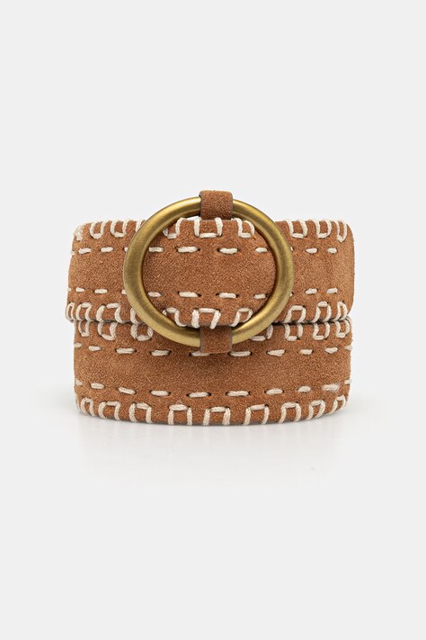 Sessun pasek damski zamszowy brązowy 26216004