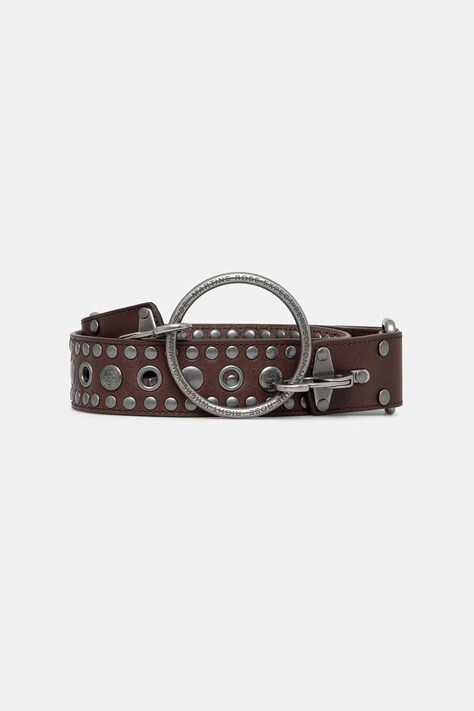 Martine Rose Studded O Ring pasek skórzany brązowy 1231LP25700