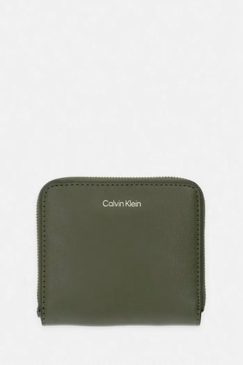 Calvin Klein portfel damski z imitacji skóry zielony LV04F1120G