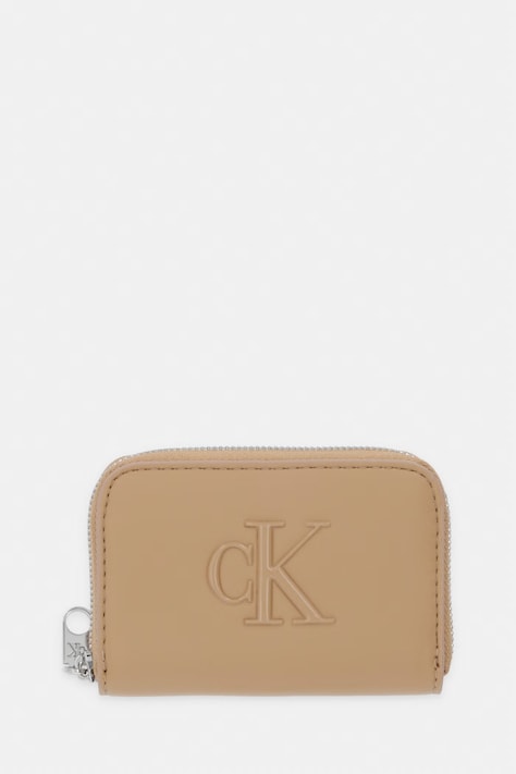 Calvin Klein portfel damski z imitacji skóry beżowy LV04F1154G