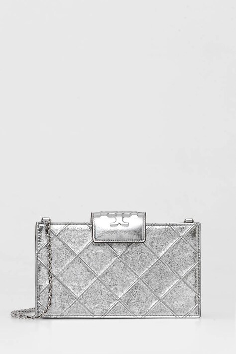 Tory Burch torebka skórzana Fleming kolor srebrny 175190-040