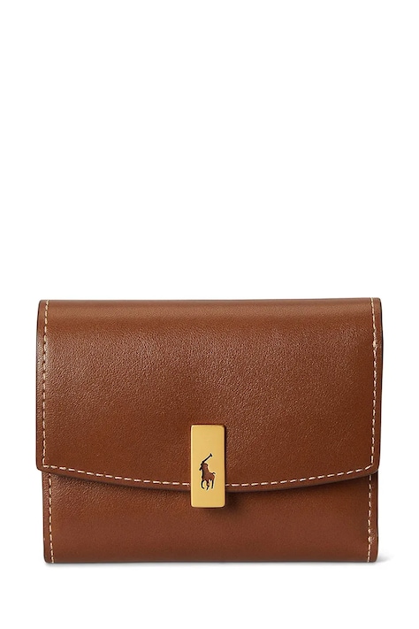 Polo Ralph Lauren portfel skórzany damski kolor brązowy 427P04992