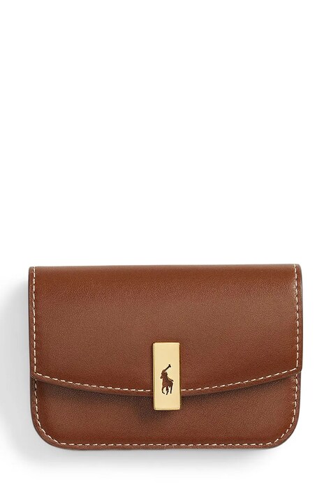 Polo Ralph Lauren portfel skórzany damski kolor brązowy 427P04990