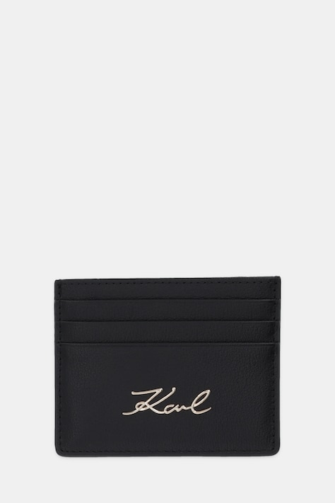 Δερμάτινη θήκη για κάρτες Karl Lagerfeld K/SIGNATURE χρώμα: μαύρο, B1W32034