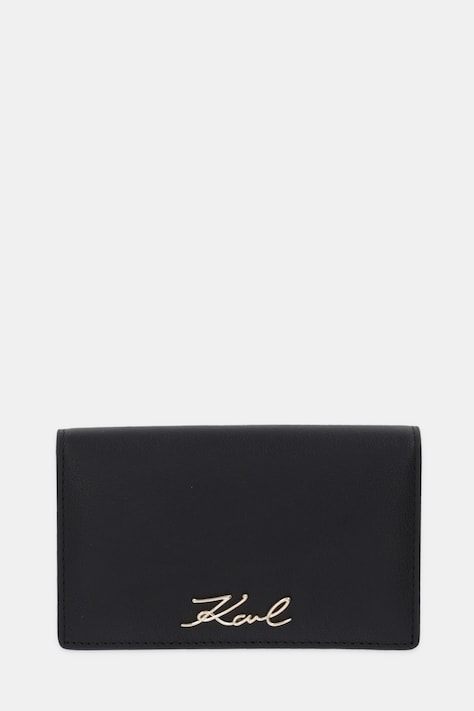 Karl Lagerfeld portfel skórzany K/SIGNATURE damski kolor czarny B1W32035