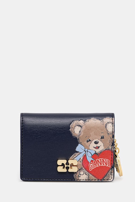 GANNI portfel skórzany damski kolor granatowy B3010131