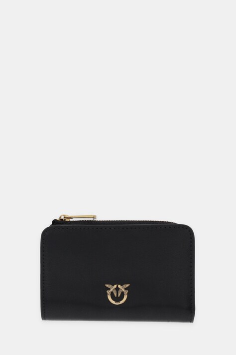 Pinko portfel skórzany damski kolor czarny 106206 A0F1