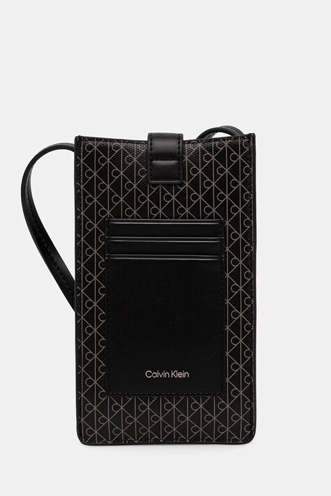 Calvin Klein custodia rigida da donna in similpelle nera LV04F1115G