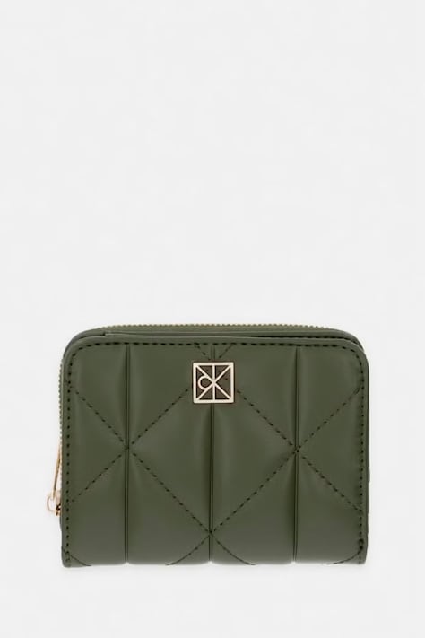 Calvin Klein portfel RFID damski skórzany zielony LV04F1128G