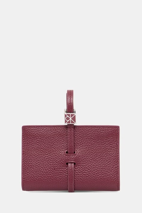 Calvin Klein portfel damski skórzany bordowy LV04F1130G