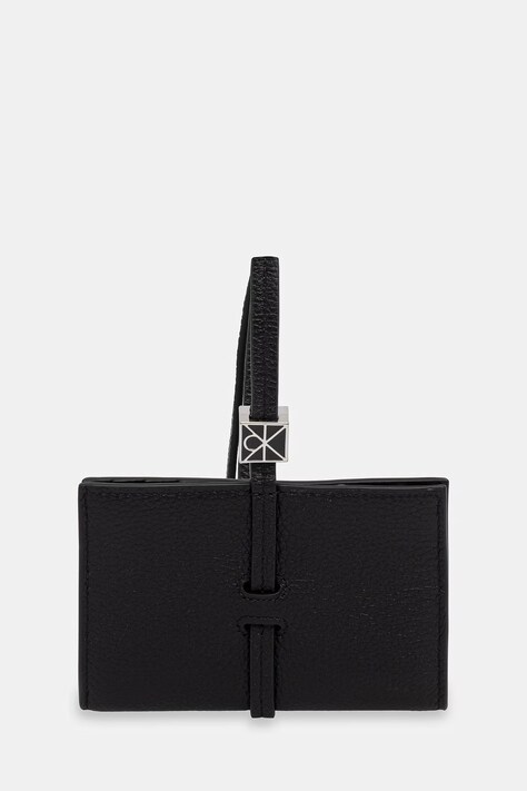 Calvin Klein portfel damski skórzany czarny LV04F1130G