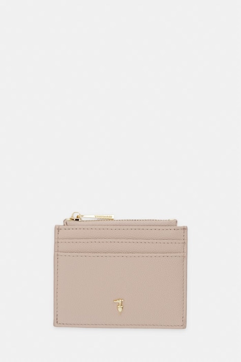 Trussardi etui na kartę skórzane kolor beżowy I023E000129N