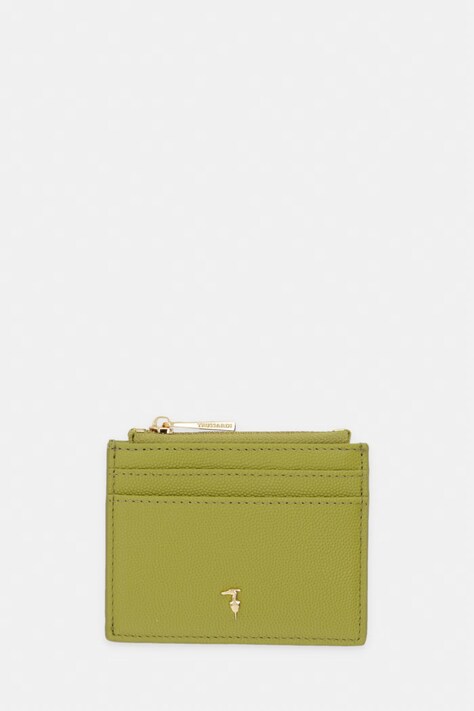 Trussardi etui na kartę skórzane kolor zielony I023E000129N