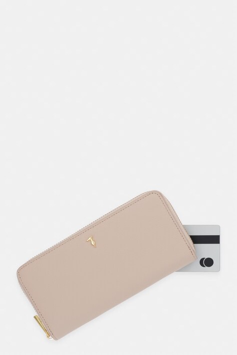 Trussardi portfel skórzany damski kolor beżowy I042E000130N